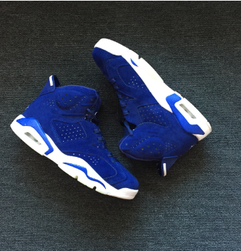 New Air Jordan 6 Royal Blue Suede Shoes - Click Image to Close